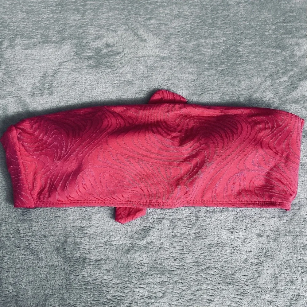 Sanctuary Bikini Set Cactus Flower Pink Textured Bandeau Swim L SAIE25183S-TJ
